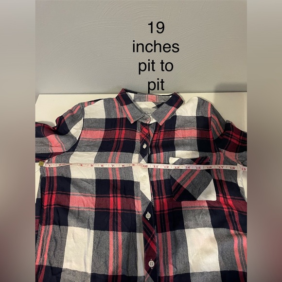 Rails Hunter Plaid Button Down Shirt –White/Indigo/Blush Soft Buttery Rayon - Picture 8 of 11